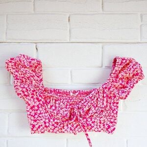 Garage Chic Pink Floral Boho Crop Top